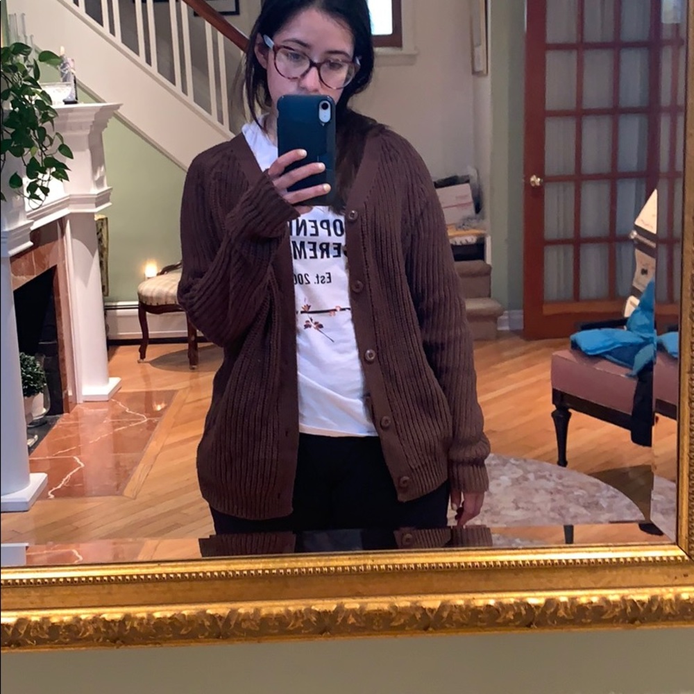 American Apparel brown slouchy button sweater